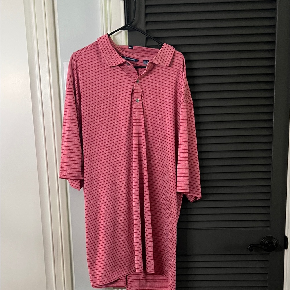 Men's Red Heather and Red Striped Polo Shirt